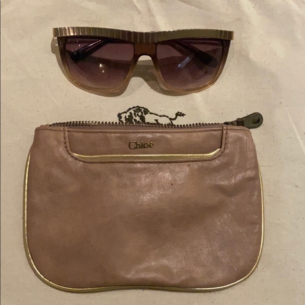 Chloe Sunglasses w/ Small Leather Chloe Clutch